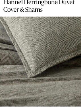 West Elm Organic flannel herringbone Set: King Duvet cover and shams